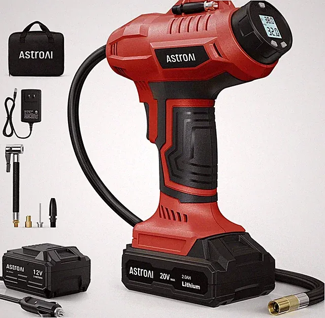 AstroAI C2 Cordless Tire Inflator Air Compressor 20V Rechargeable Battery Red
