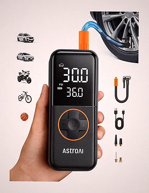 AstroAI L4 Tire Inflator Portable Air Compressor, 150PSI Portable Air Pump fo...