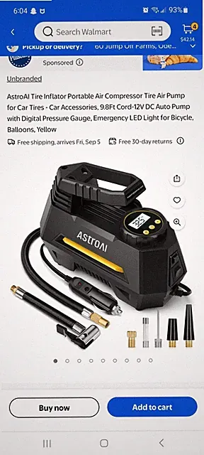 AstroAI Portable Car Air Pump CZK-3631 Air Compressor 5 Minutes Fast Inflation