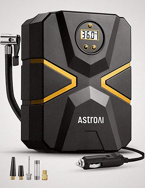 AstroAI S1 Tire Inflator Portable Air Compressor 12V DC, Digital Black&yellow