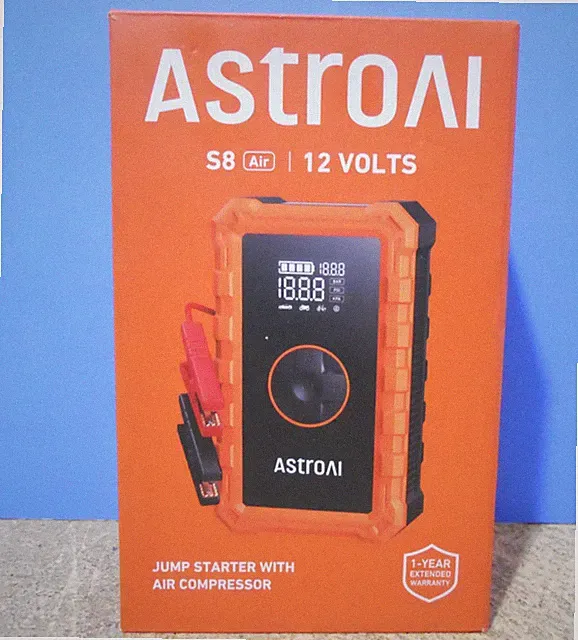 AstroAI S8 Air Jump Starter,Air Compressor 3000A Peak Car Battery Jumper,Charger