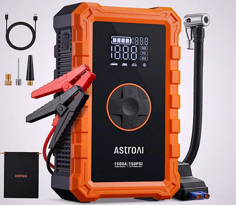 AstroAI S8 Air Jump Starter with Air Compressor, 1500A Car Battery Jumper Starte