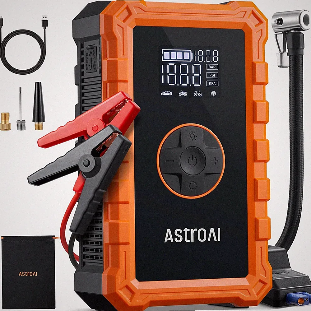 AstroAI S8 Air Jump Starter with Air Compressor, 3000A Peak Car Battery Jump...