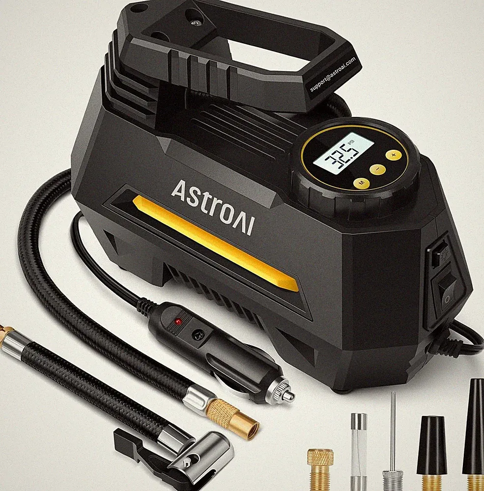 Portable Tire Inflator Air Compressor 12V DC Auto Shut-Off, Digital Gauge