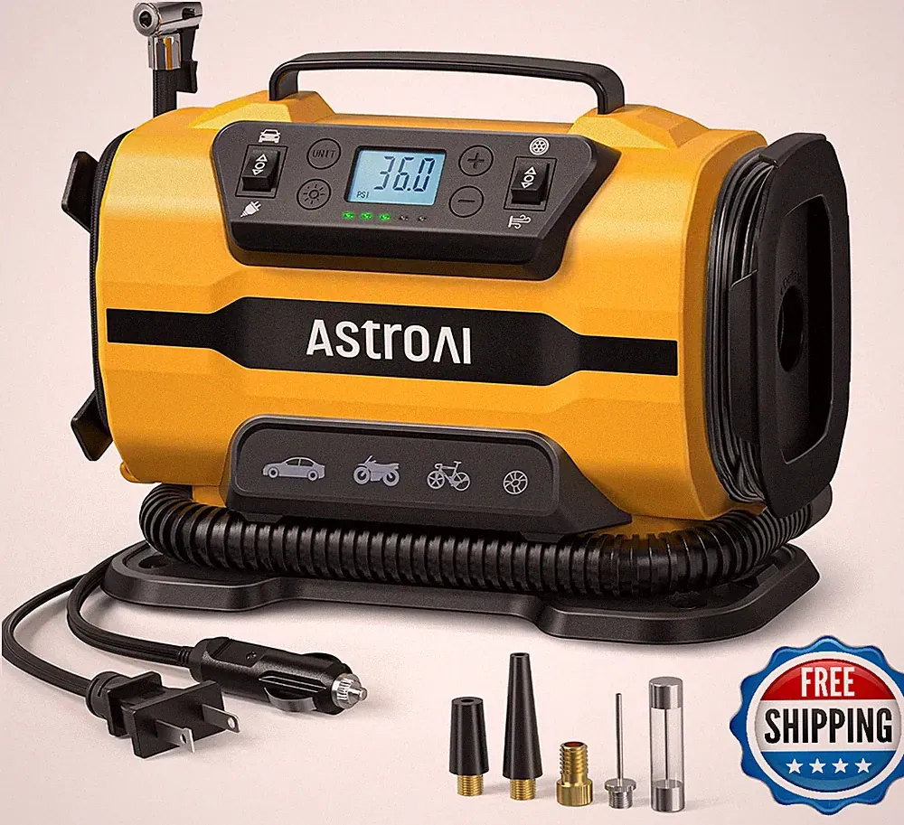 Tire Inflator Portable Air Compressor Pump 150PSI 12V DC/110V AC